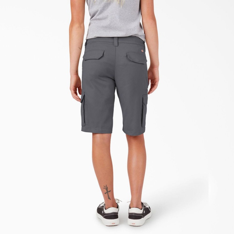 Grey Women's Dickies Relaxed Fit Cargo Shorts | RNT957841