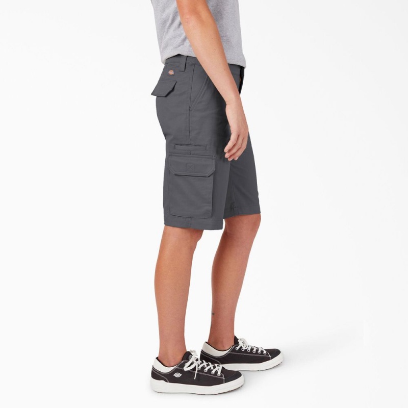 Grey Women's Dickies Relaxed Fit Cargo Shorts | RNT957841