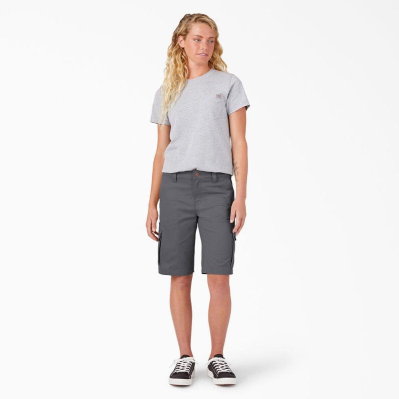 Grey Women's Dickies Relaxed Fit Cargo Shorts | RNT957841