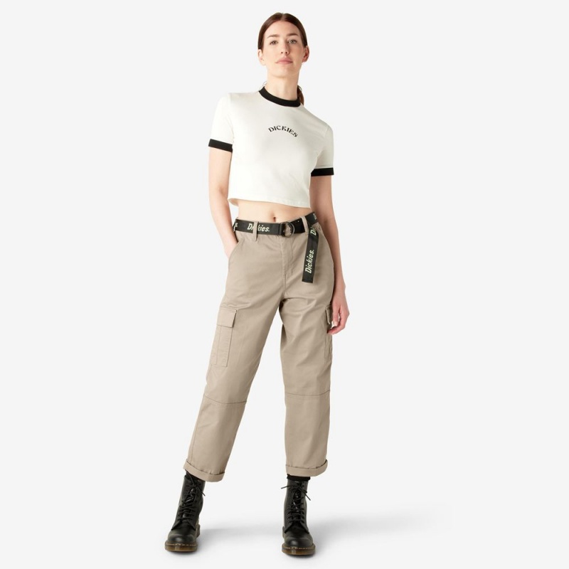 Grey Women's Dickies Relaxed Fit Cropped Cargo Pants | YJL746908