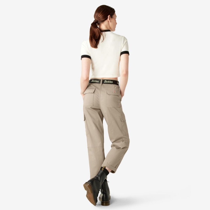 Grey Women's Dickies Relaxed Fit Cropped Cargo Pants | YJL746908