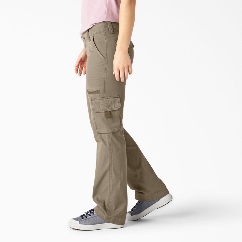 Grey Women's Dickies Relaxed Fit Straight Leg Cargo Pants | SXU538429