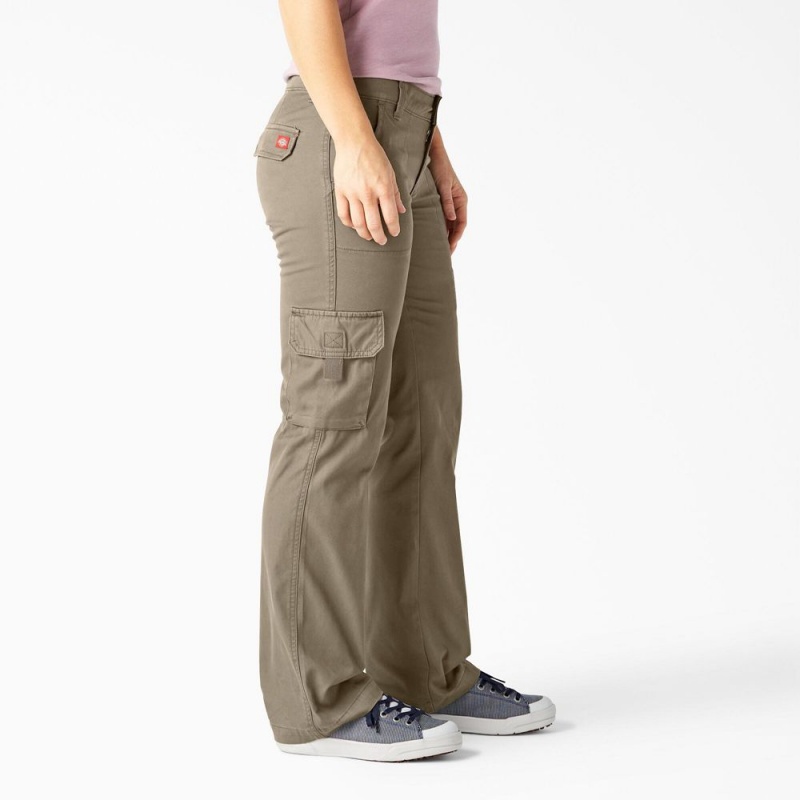 Grey Women's Dickies Relaxed Fit Straight Leg Cargo Pants | SXU538429