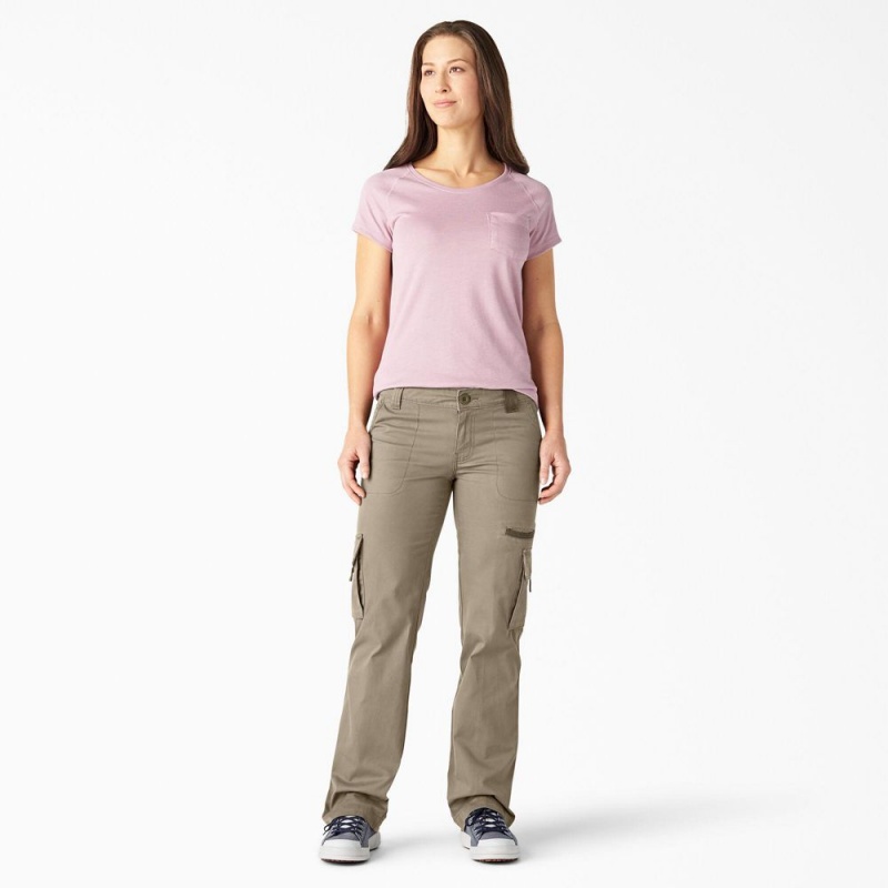 Grey Women's Dickies Relaxed Fit Straight Leg Cargo Pants | SXU538429