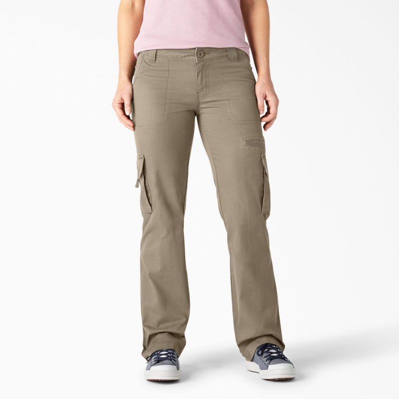 Grey Women\'s Dickies Relaxed Fit Straight Leg Cargo Pants | SXU538429