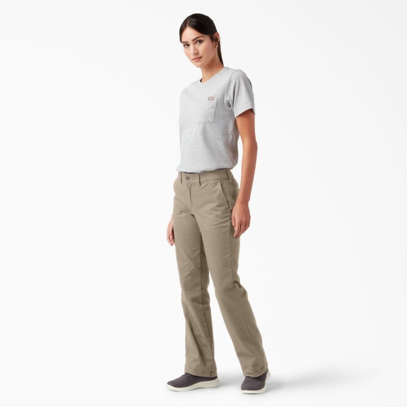 Grey Women's Dickies Slim Fit Bootcut Pants | VMJ845062