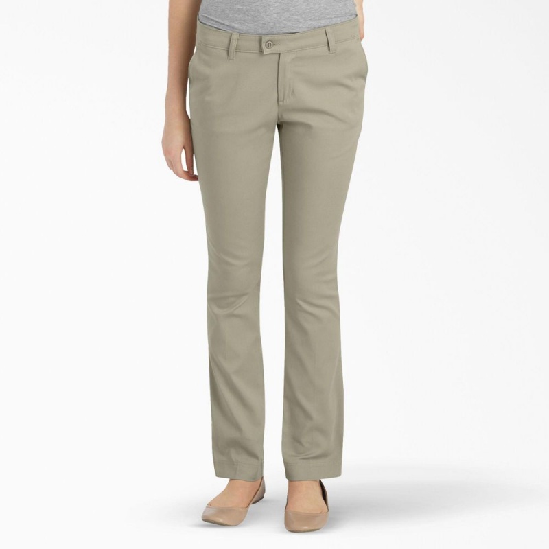 Grey Women\'s Dickies Slim Fit Pants | BJS027986