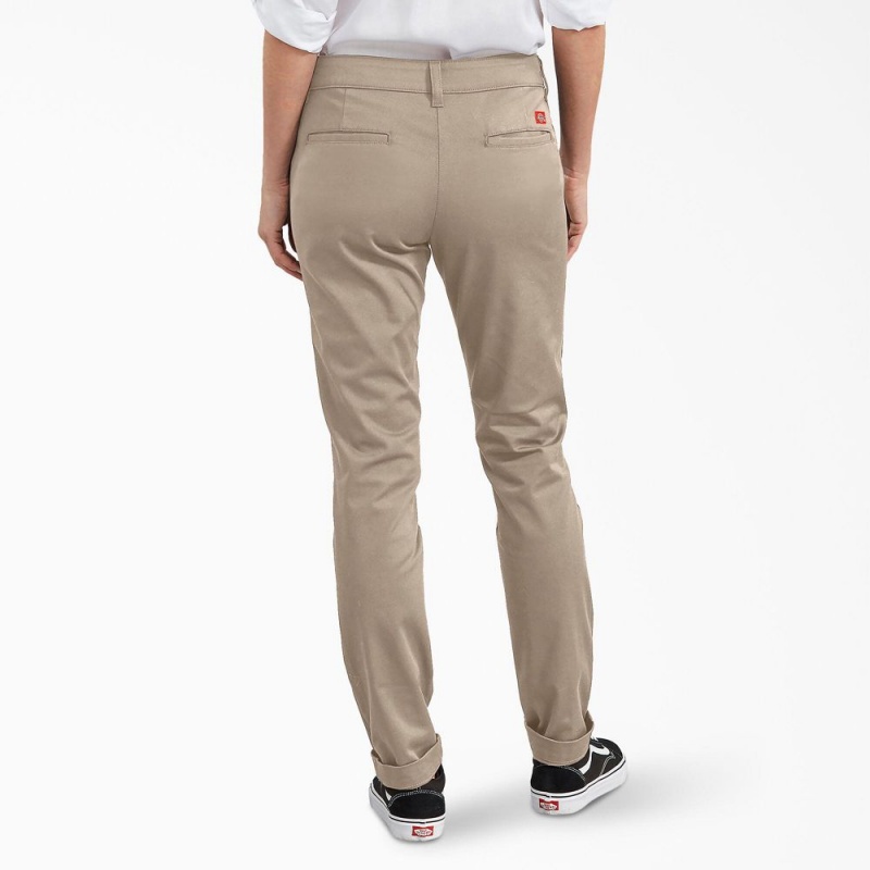 Grey Women's Dickies Slim Fit Pants | RAV471839