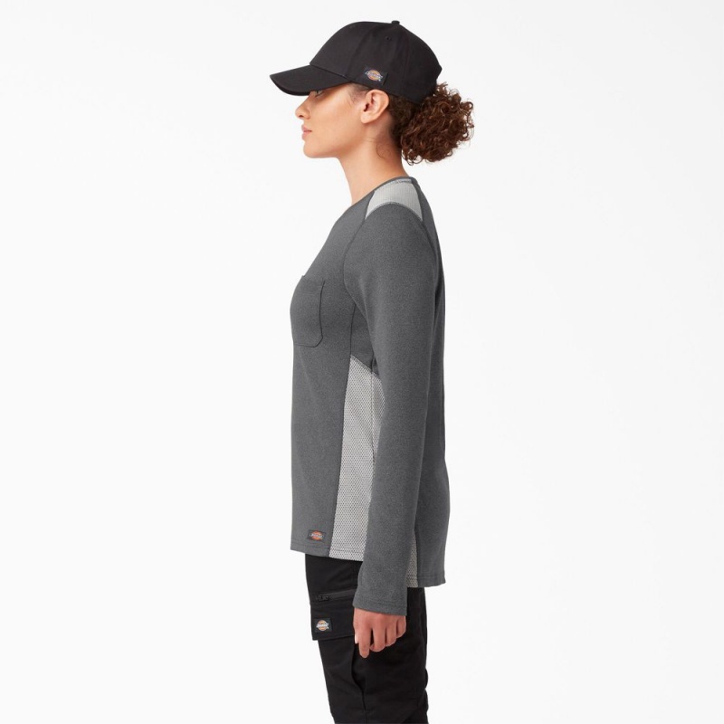 Grey Women's Dickies Temp-iQ® 365 Long Sleeve Pocket T-Shirt | VSX169320