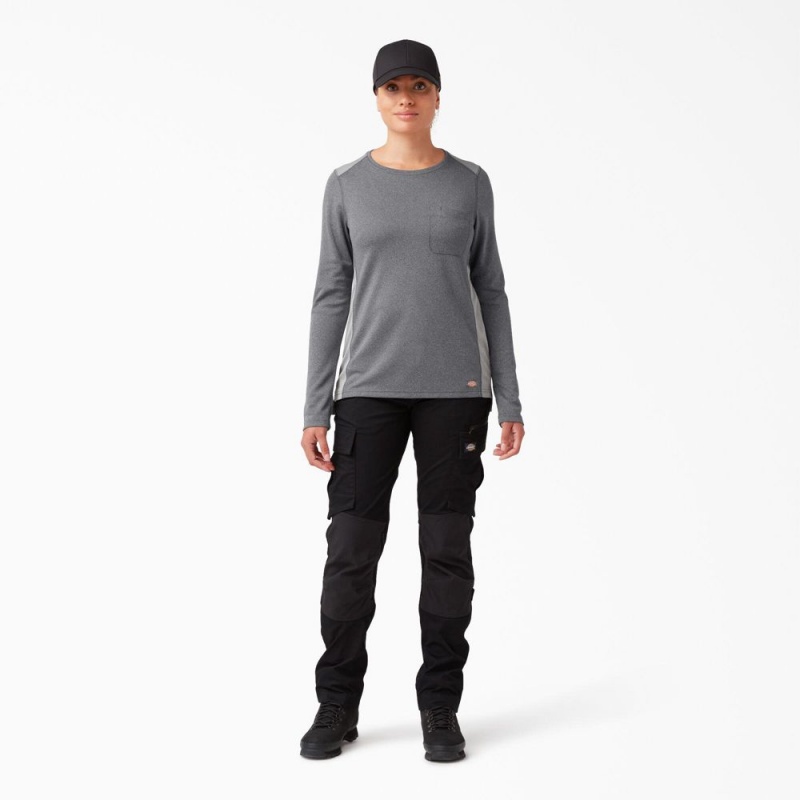 Grey Women's Dickies Temp-iQ® 365 Long Sleeve Pocket T-Shirt | VSX169320