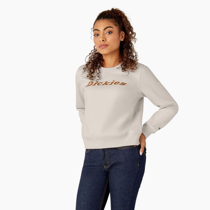 Grey Women's Dickies Water Repellent Logo Sweatshirt | QDA498203