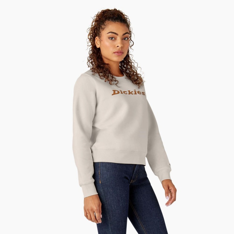 Grey Women's Dickies Water Repellent Logo Sweatshirt | QDA498203