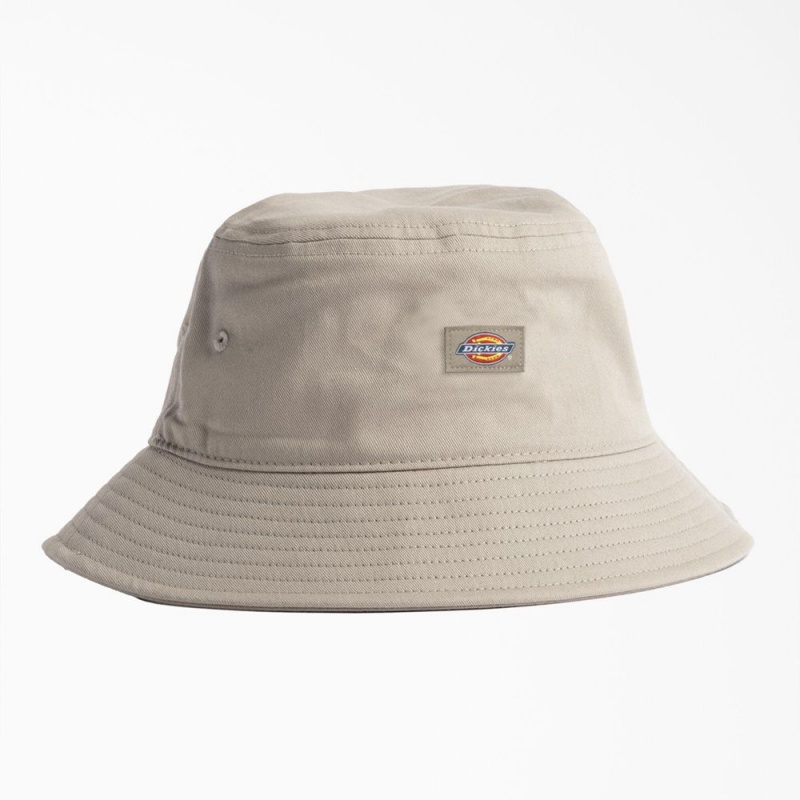 Khaki Men\'s Dickies Canvas Bucket Hat | KJM415096