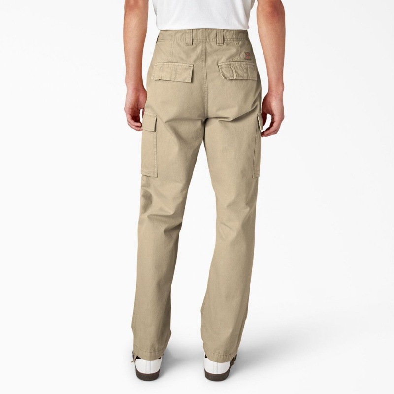 Khaki Men's Dickies Double Knee Canvas Cargo Pants | RYF976428