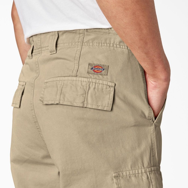 Khaki Men's Dickies Double Knee Canvas Cargo Pants | RYF976428