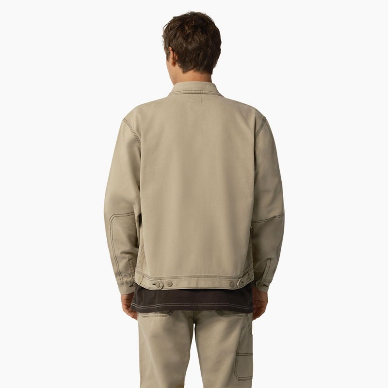 Khaki Men's Dickies Duck Contrast Stitch Jacket | ALB809742