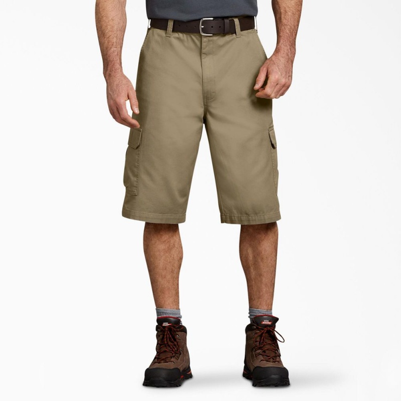 Khaki Men\'s Dickies Loose Fit Work Shorts | YWT281654