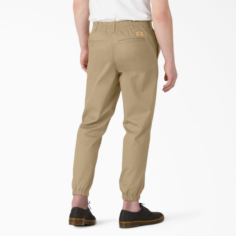 Khaki Men's Dickies Regular Fit Cropped Jogger Work Pants | CDI326159