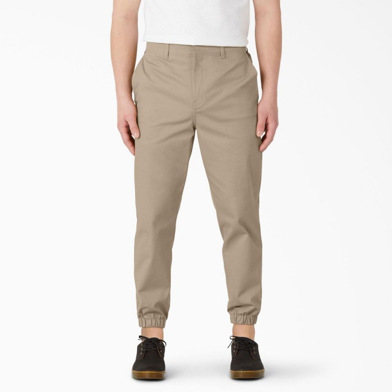 Khaki Men\'s Dickies Regular Fit Cropped Jogger Work Pants | CDI326159