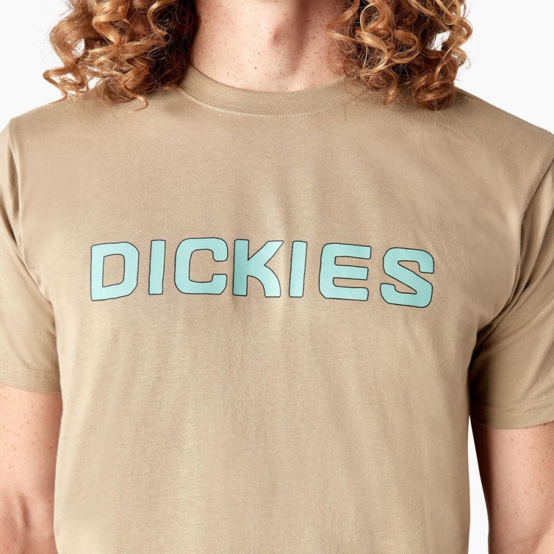 Khaki Men's Dickies Skateboarding Logo T-Shirt | BYC167958