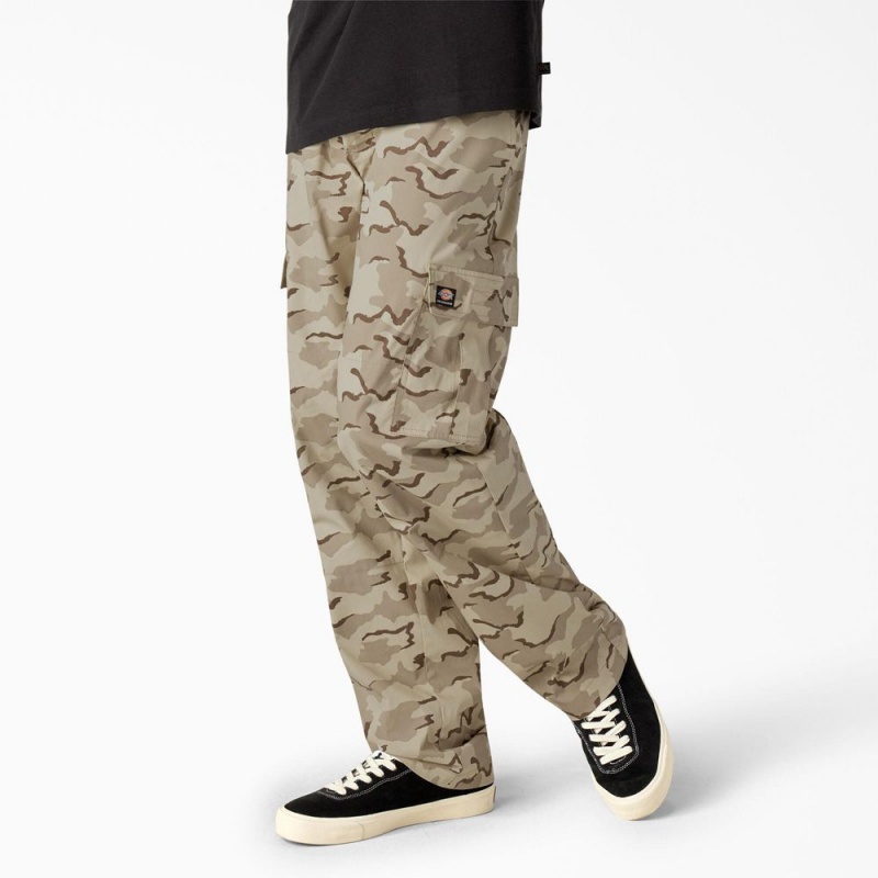 Khaki Men's Dickies Skateboarding Loose Fit Camo Cargo Pants | UKO318906