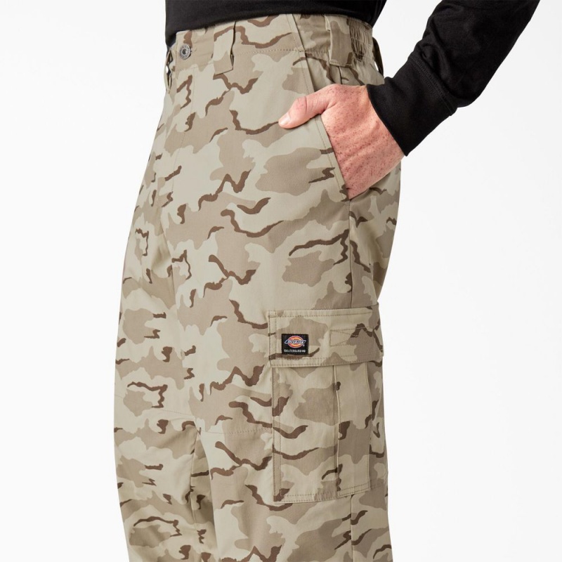 Khaki Men's Dickies Skateboarding Loose Fit Camo Cargo Pants | UKO318906