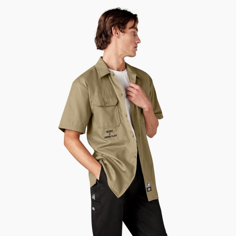 Khaki Men's Dickies x Lurking Class Good Times Work Shirts | OQA459823