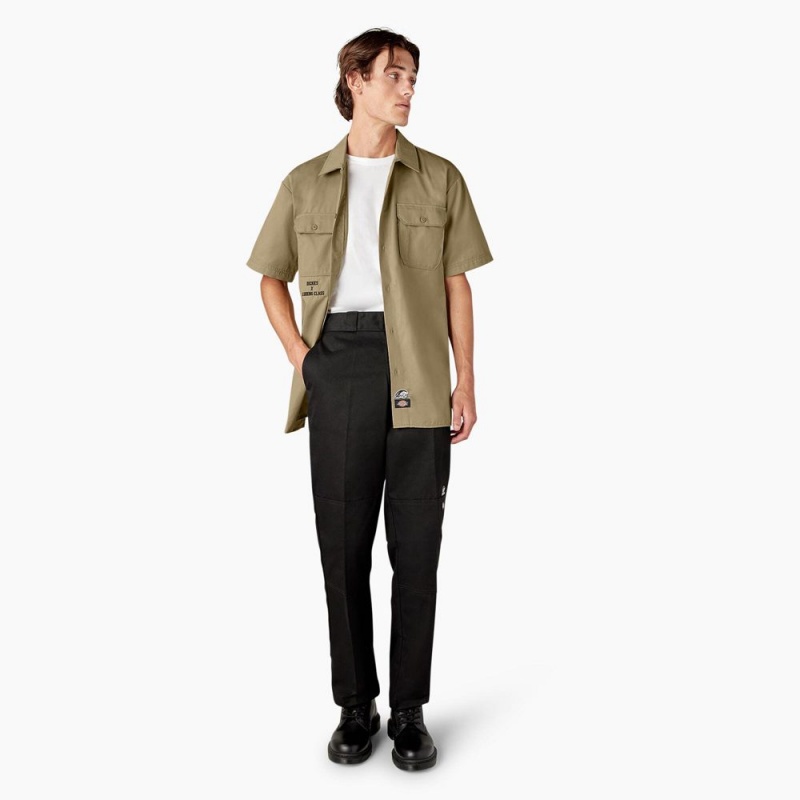 Khaki Men's Dickies x Lurking Class Good Times Work Shirts | OQA459823