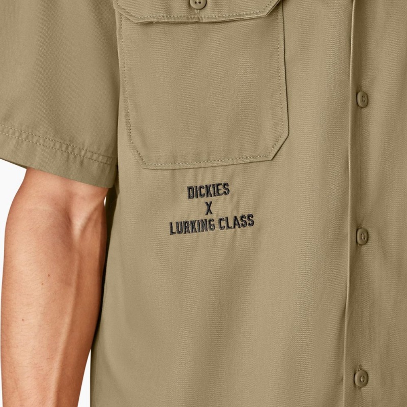 Khaki Men's Dickies x Lurking Class Good Times Work Shirts | OQA459823