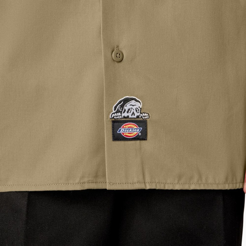 Khaki Men's Dickies x Lurking Class Good Times Work Shirts | OQA459823