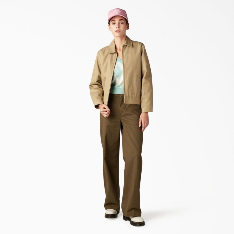 Khaki Women's Dickies Insulated Eisenhower Jacket | RXM165230