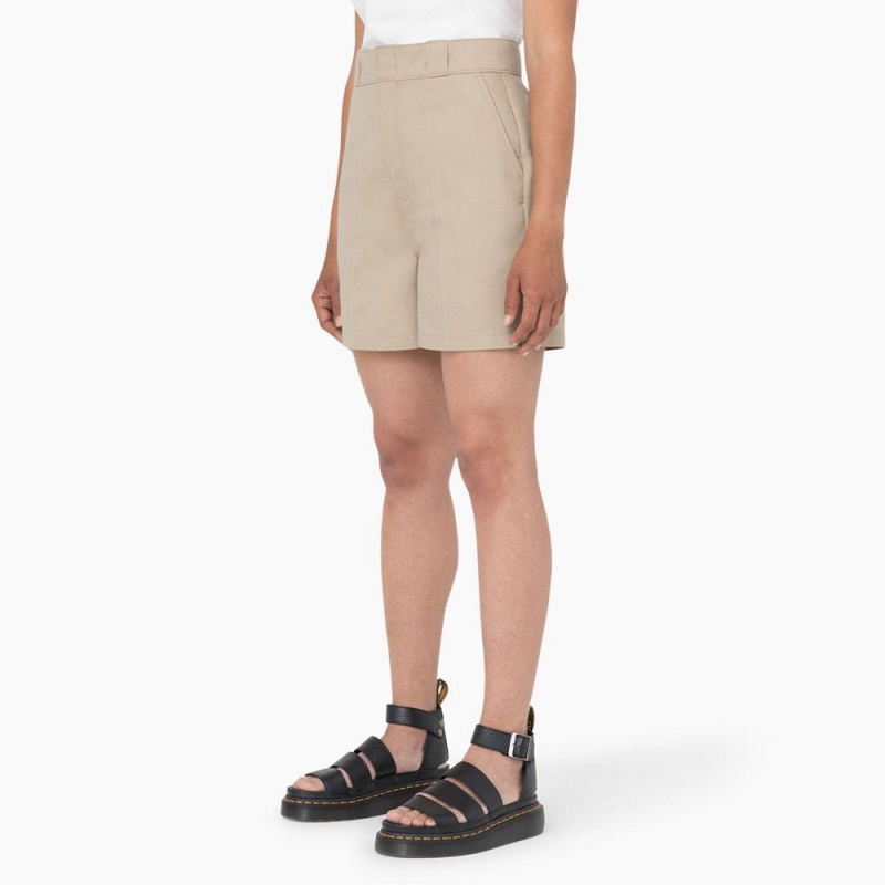 Khaki Women's Dickies Phoenix Shorts | JYQ472395