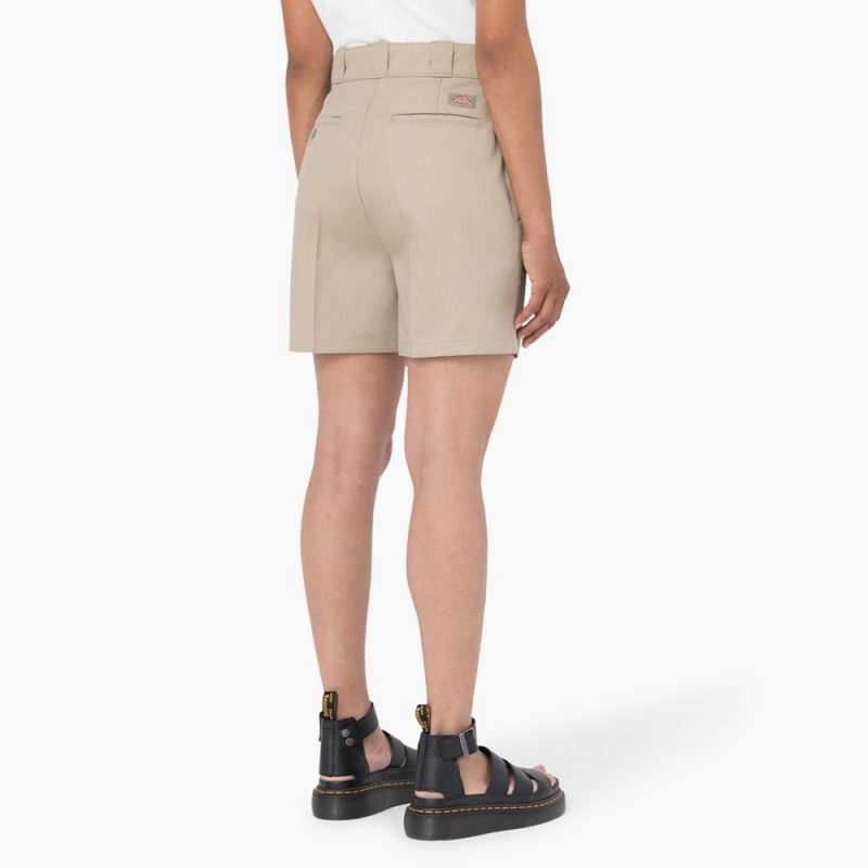 Khaki Women's Dickies Phoenix Shorts | JYQ472395