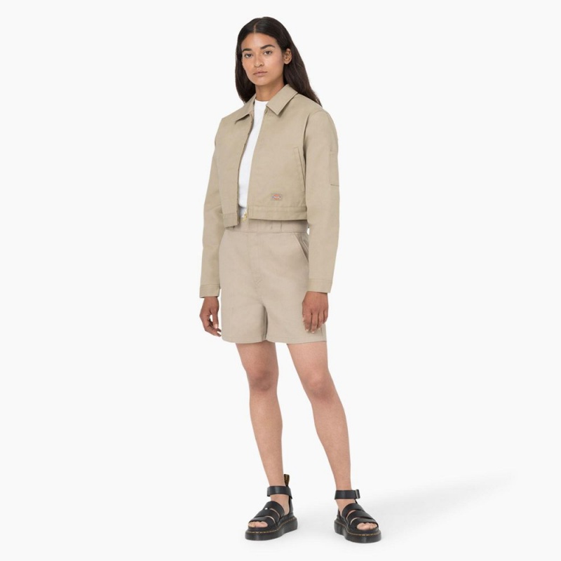 Khaki Women's Dickies Phoenix Shorts | JYQ472395