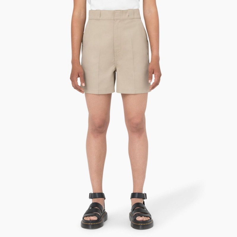 Khaki Women\'s Dickies Phoenix Shorts | JYQ472395