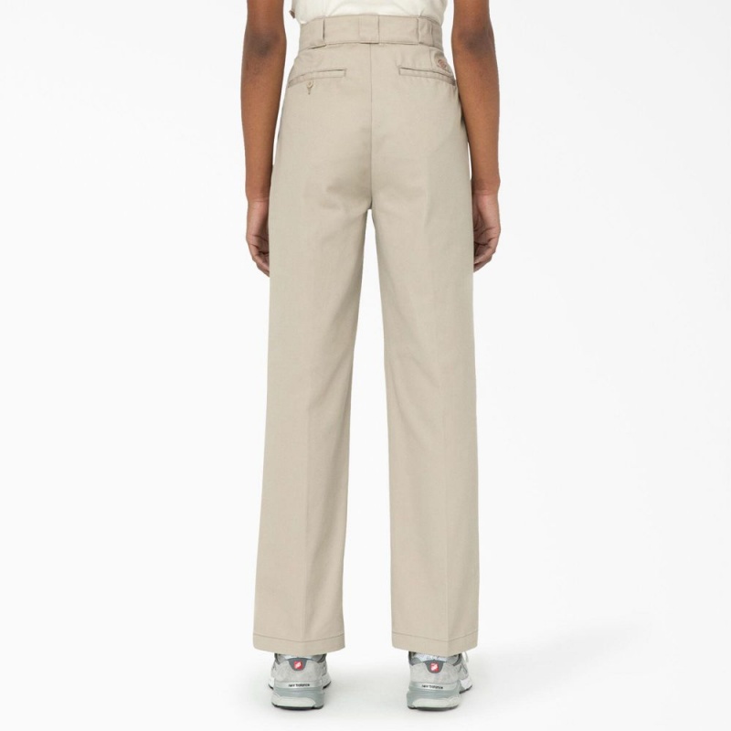 Khaki Women's Dickies Phoenix Split Hem Pants | DYT390416