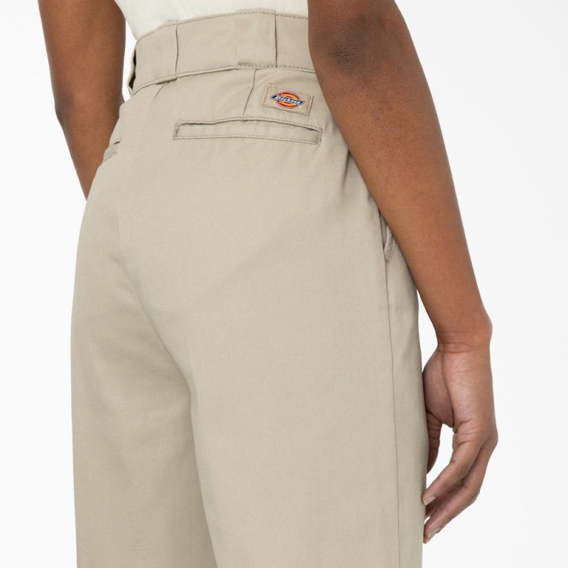 Khaki Women's Dickies Phoenix Split Hem Pants | DYT390416