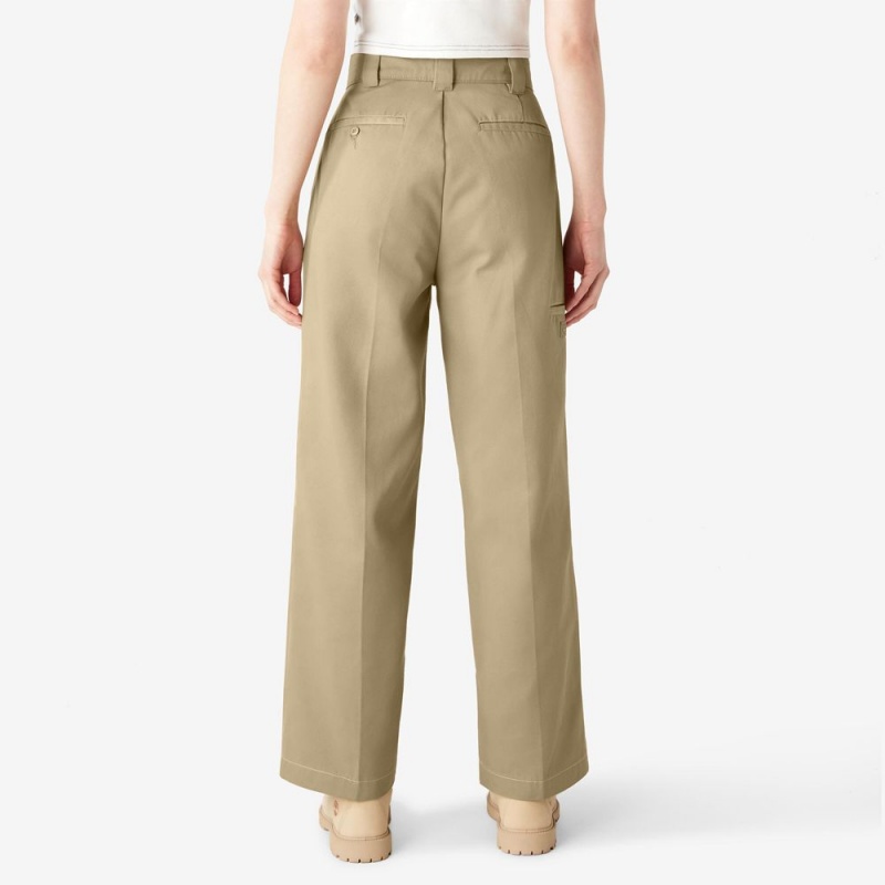 Khaki Women's Dickies Relaxed Fit Double Knee Pants | BPN590748