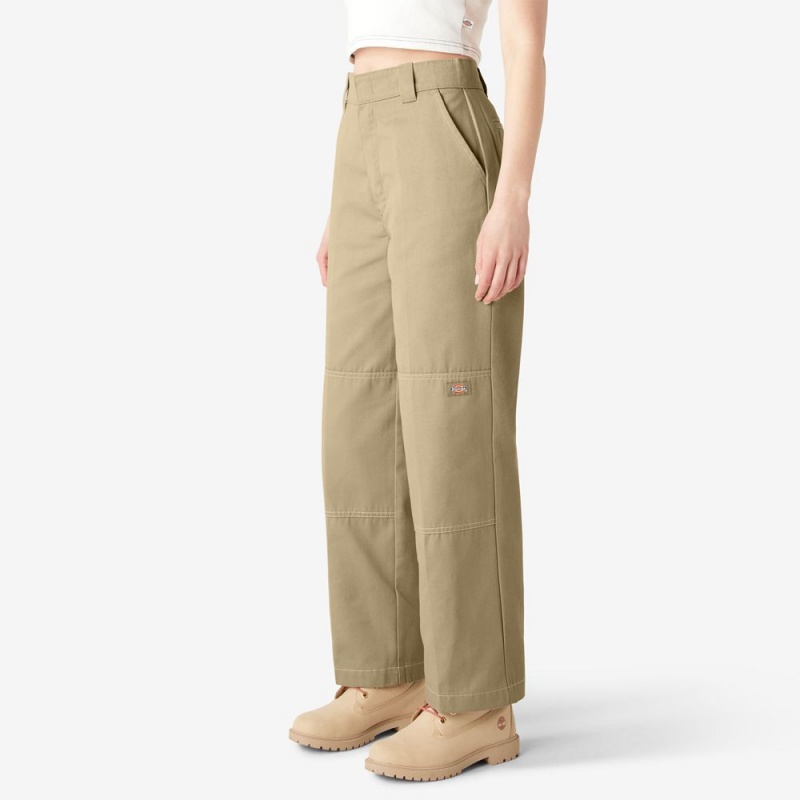 Khaki Women's Dickies Relaxed Fit Double Knee Pants | BPN590748