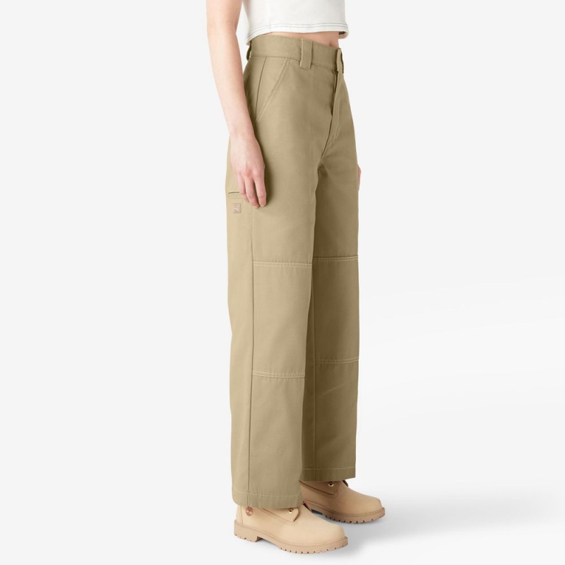 Khaki Women's Dickies Relaxed Fit Double Knee Pants | BPN590748