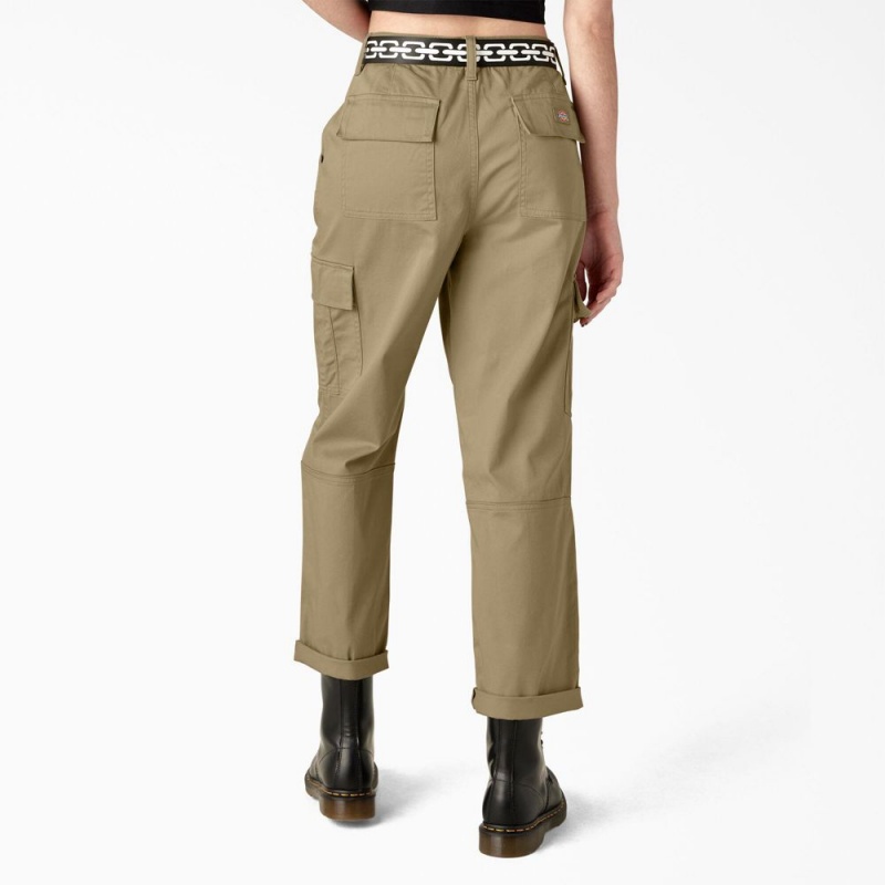 Khaki Women's Dickies x Lurking Class Relaxed Fit Cropped Cargo Pants | TKG152467