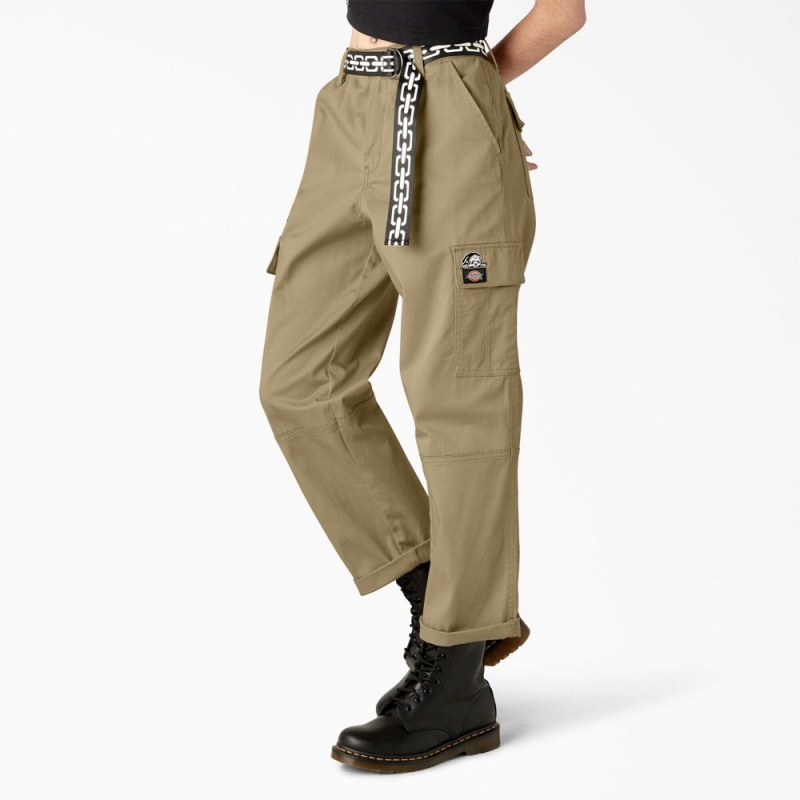 Khaki Women's Dickies x Lurking Class Relaxed Fit Cropped Cargo Pants | TKG152467