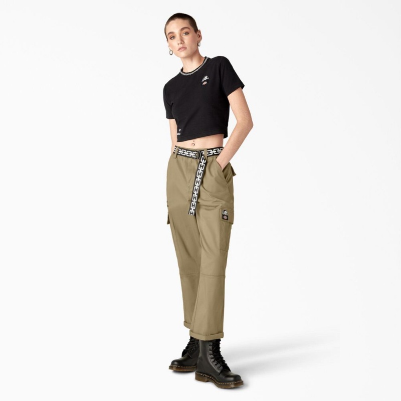 Khaki Women's Dickies x Lurking Class Relaxed Fit Cropped Cargo Pants | TKG152467