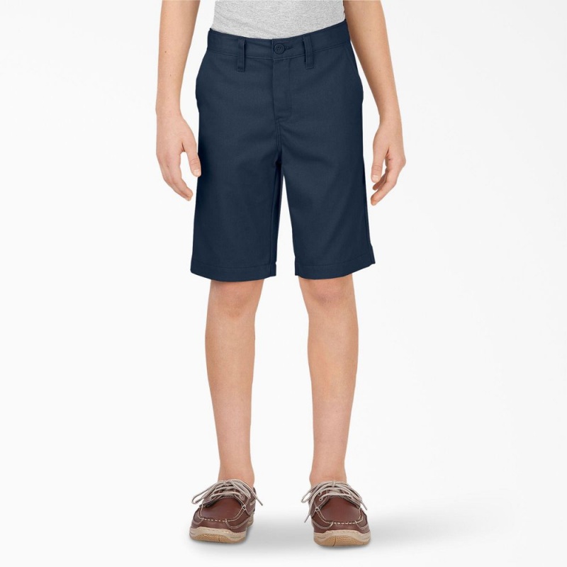 Navy Kids\' Dickies FLEX Slim Fit Shorts | WAB160473