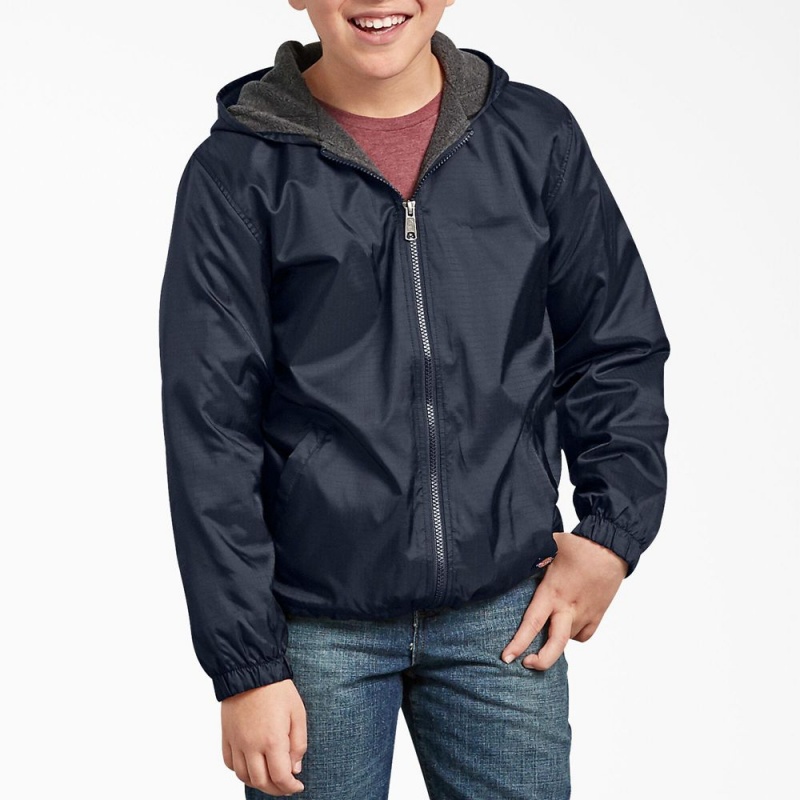 Navy Kids\' Dickies Fleece Lined Jacket | YHX629173