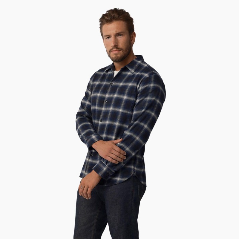 Navy Men's Dickies 1922 Long Sleeve Shirt | TWU179406