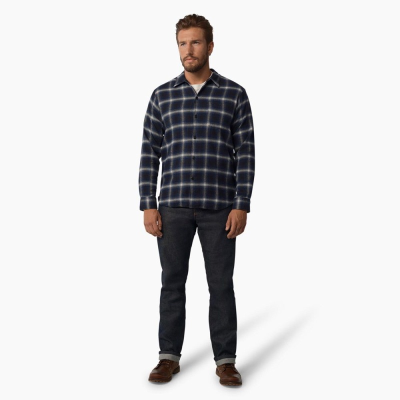 Navy Men's Dickies 1922 Long Sleeve Shirt | TWU179406