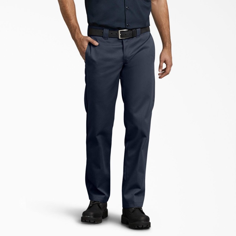 Navy Men\'s Dickies 873 Slim Fit Work Pants | SJE105438