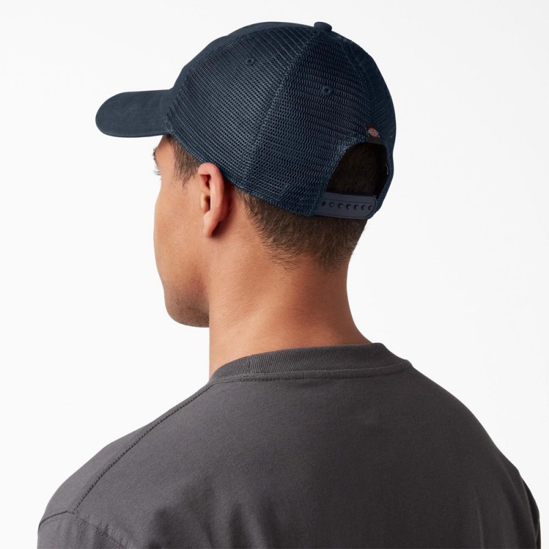 Navy Men's Dickies Canvas Trucker Hat | HEZ637824