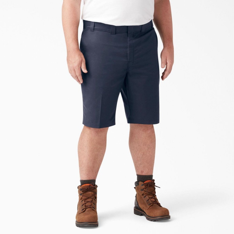 Navy Men's Dickies Cooling Active Waist Shorts | TUQ658193